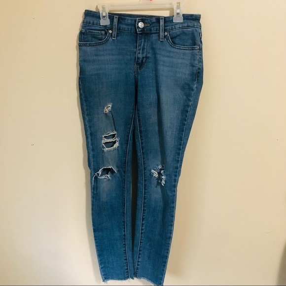 Levi’s 711 Skinny Raw Hem Distressed Jeans - Picture 1 of 7